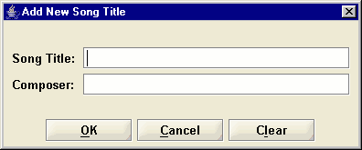 Typical data entry window