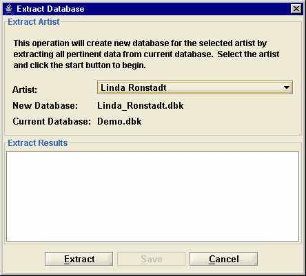 Extract Database window