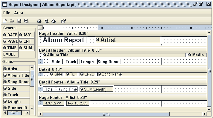 Report Designer window